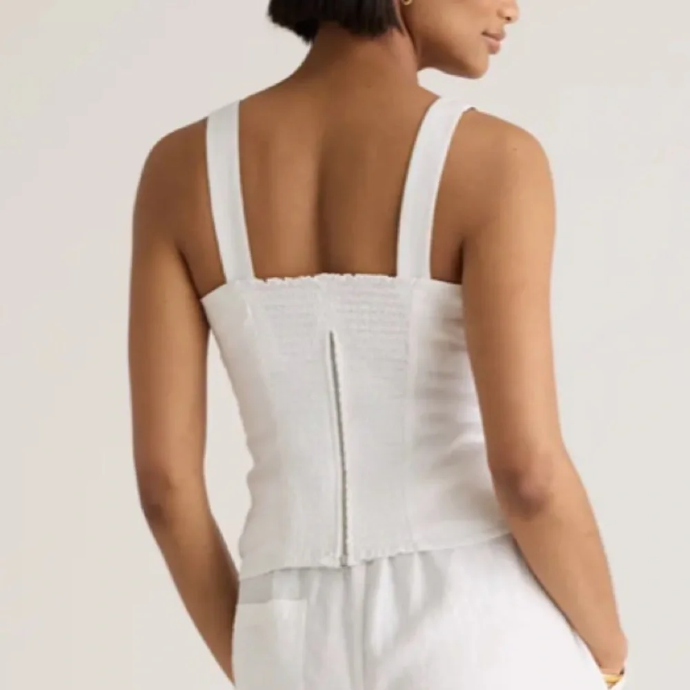 QUINCE 100% EUROPEAN LINEN FITTED TANK WHITE - M - Picture 4 of 6